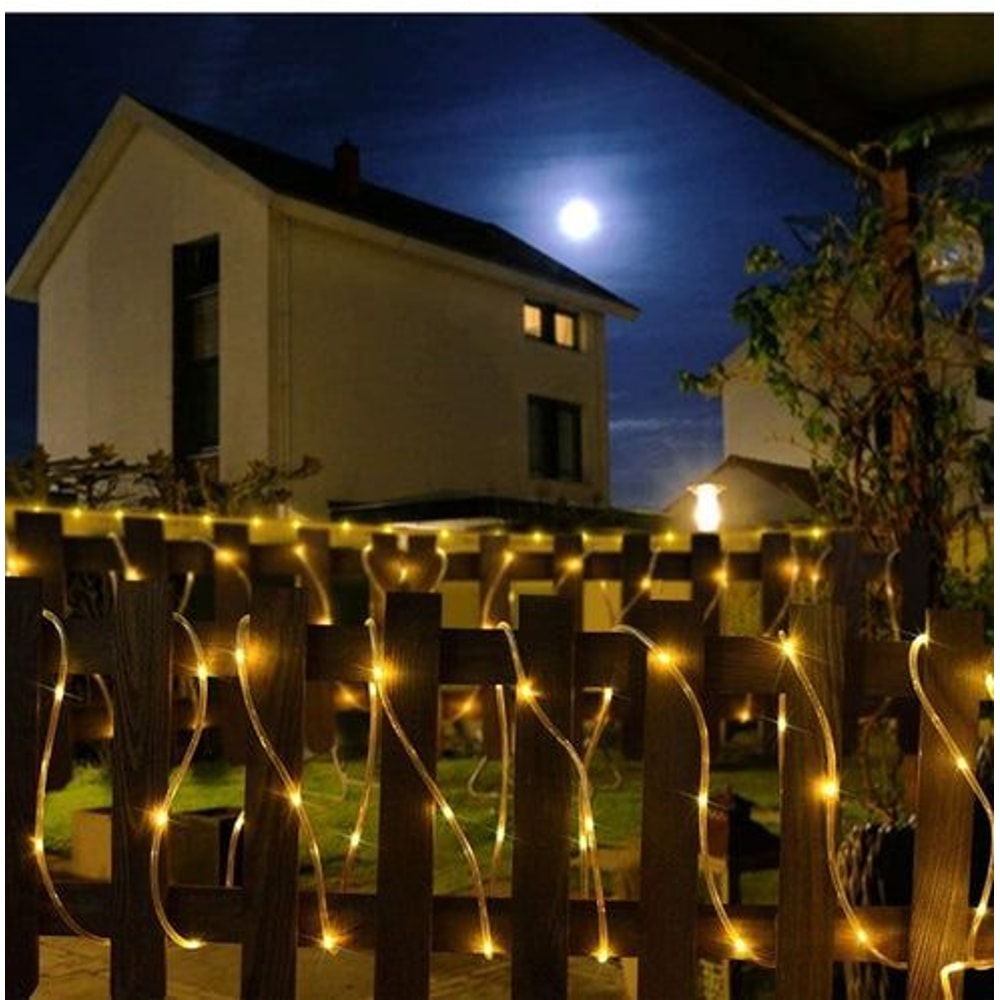 LED Light Tube LED String Lights Waterproof Garden Party Decoration USB Powered With Remote Timer 10