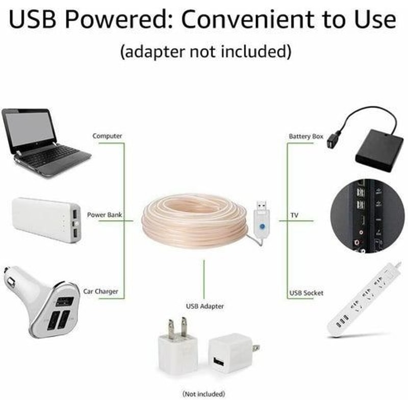 LED Light Tube LED String Lights Waterproof Garden Party Decoration USB Powered With Remote Timer 3