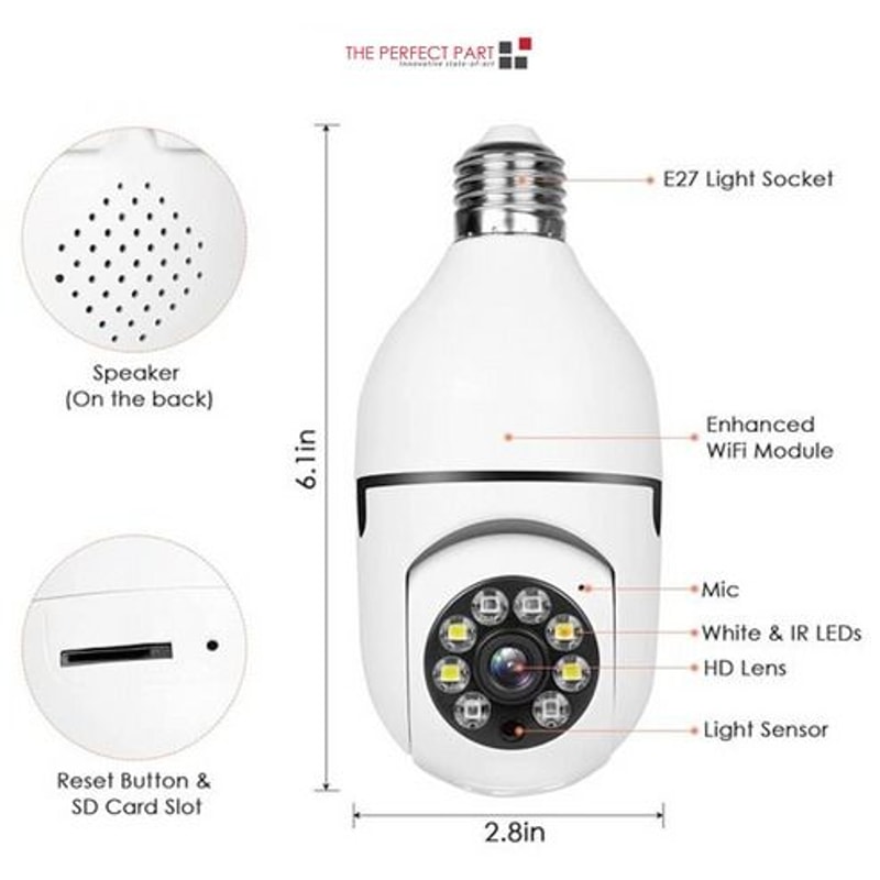 IP WiFi Light Bulb Camera IR Night Vision Smart Home Wireless Security 10