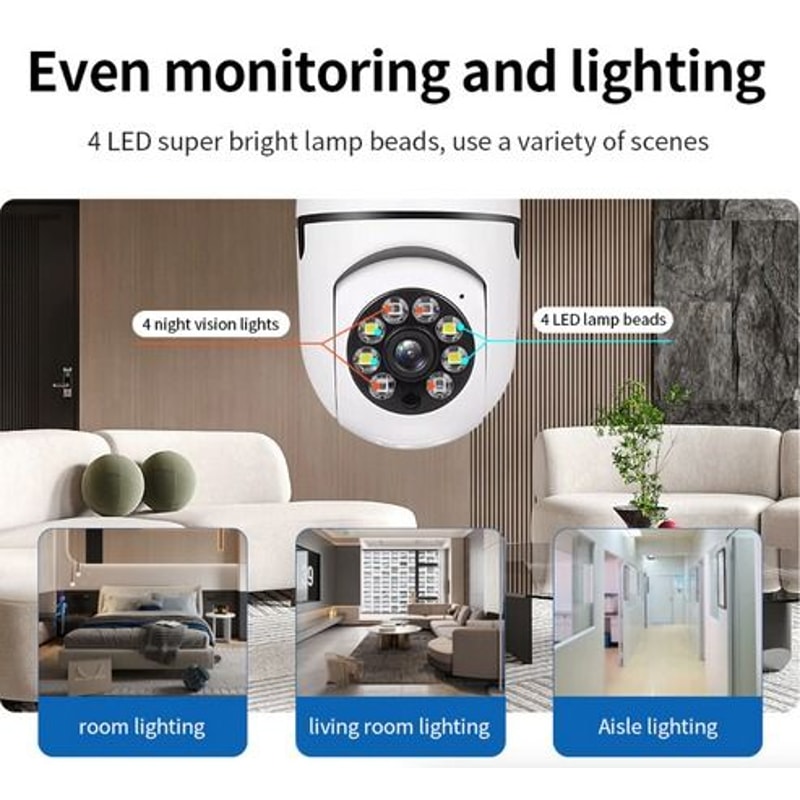 IP WiFi Light Bulb Camera IR Night Vision Smart Home Wireless Security 8