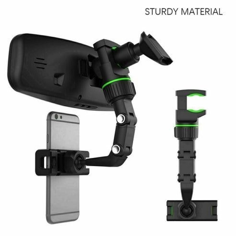 Adjustable Car Rearview Mirror Phone Holder Mount Multifunctional Rotating Secure Clip Easy Setup 7