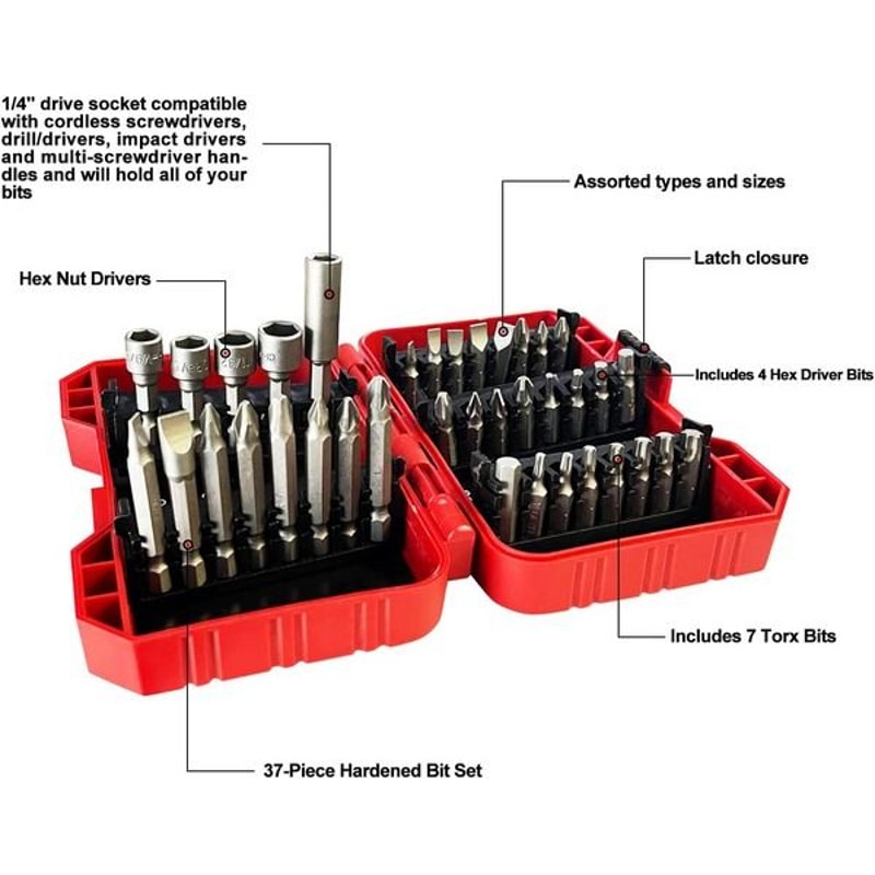 Impact Screwdriver Bit Set Nut Driver Torx Phillips And Hex Bits Magnetic Drill Tool Set 5