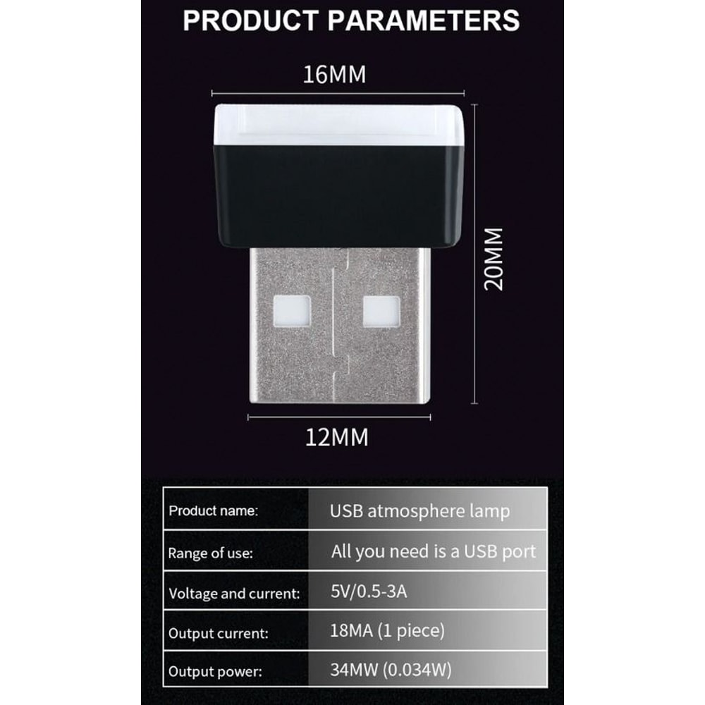 USB LED Car Interior Light Mini Blue Neon Ambient Lamps Perfect Atmosphere Accessory For Cars And M 4