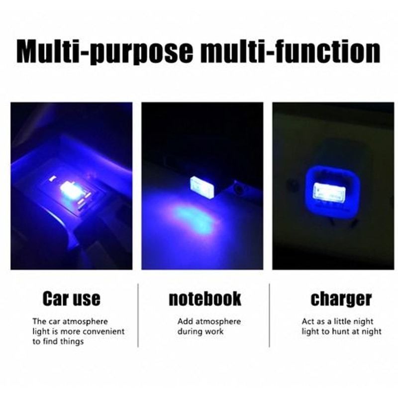 USB LED Car Interior Light Mini Blue Neon Ambient Lamps Perfect Atmosphere Accessory For Cars And M 9
