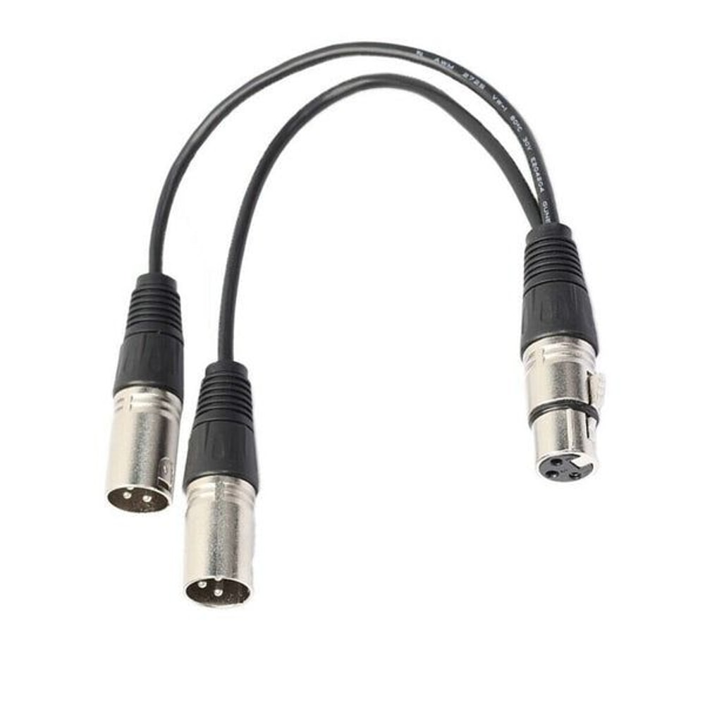 XLR Female To Dual Male Plug Y Splitter Cable Adapter Premium Microphone Audio Adapter With NickelP 3