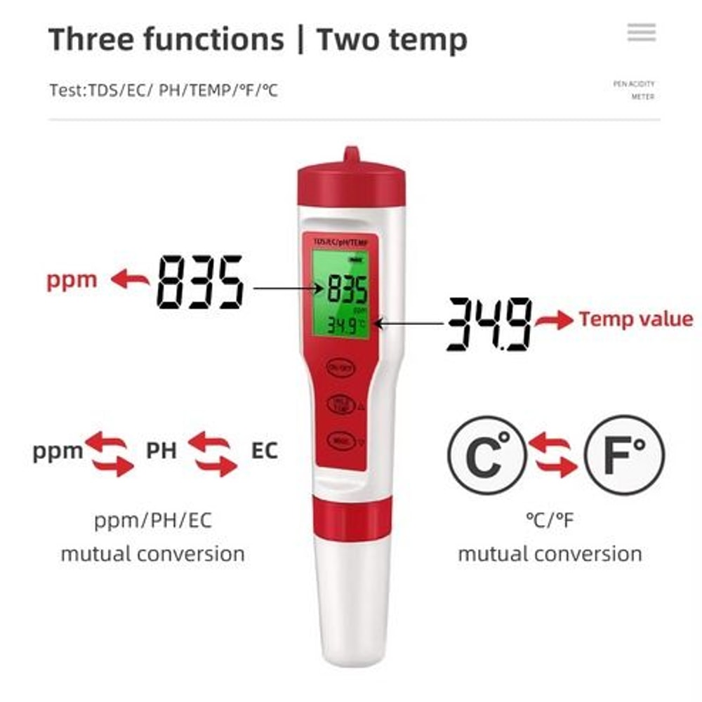 Pocket Hydroponics PH EC Meter Digital LCD Tester Aquarium Water Test Pen For PH TDS Temperature 3