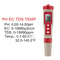 Pocket Hydroponics PH EC Meter Digital LCD Tester Aquarium Water Test Pen For PH TDS Temperature 5