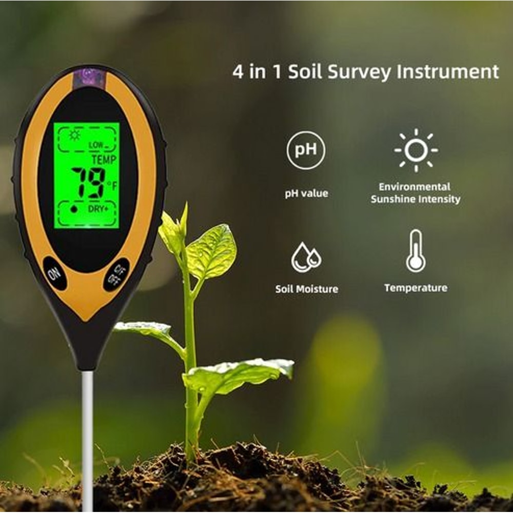 Soil Tester LCD Digital Moisture PH Temperature And Sunlight Meter For Indoor And Outdoor Plants Ga 2