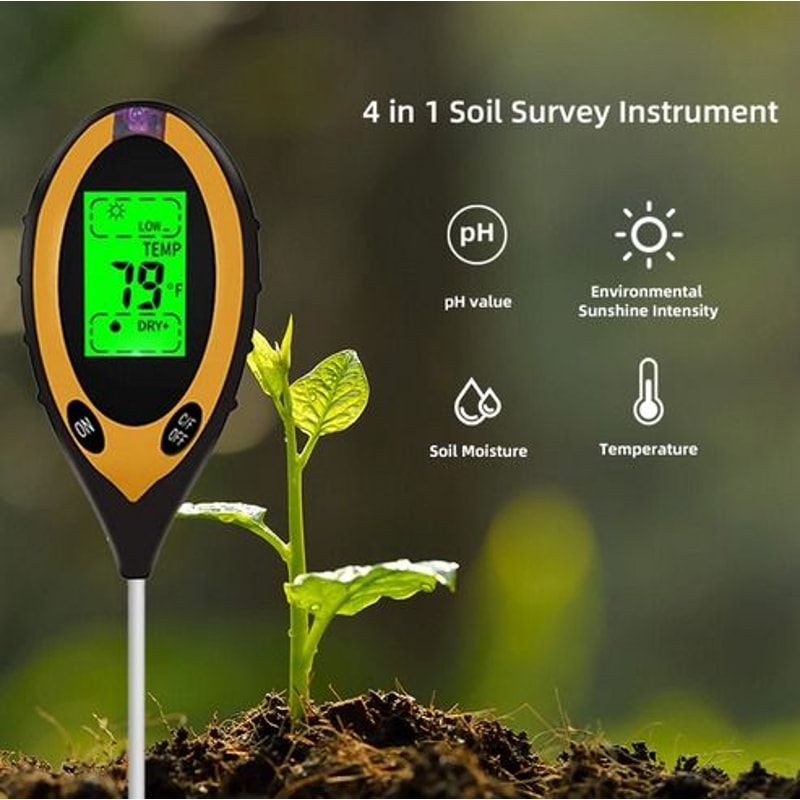 Soil Tester LCD Digital Moisture PH Temperature And Sunlight Meter For Indoor And Outdoor Plants Ga 2