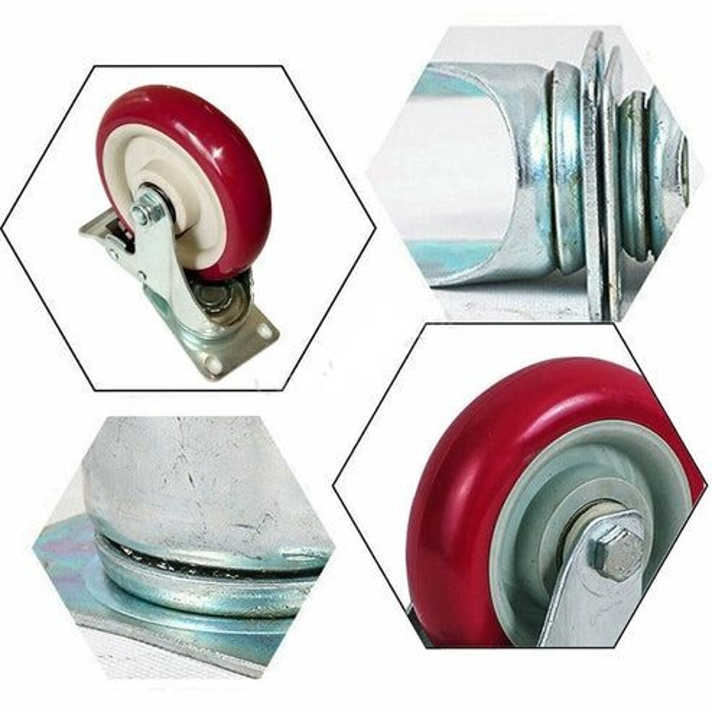 Heavy Duty Caster Wheels Polyurethane Swivel Plate Durable Silent Load Capacity 10