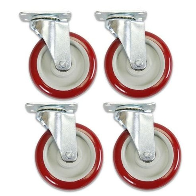 Heavy Duty Caster Wheels Polyurethane Swivel Plate Durable Silent Load Capacity 0