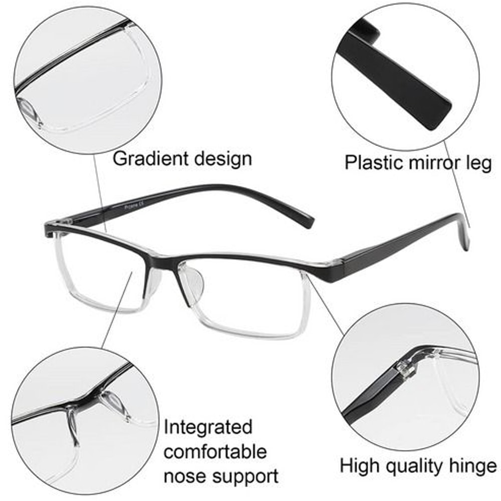 Square Frame Spring Hinge Reading Glasses For Men And Women Comfortable And Lightweight Unisex Read 5