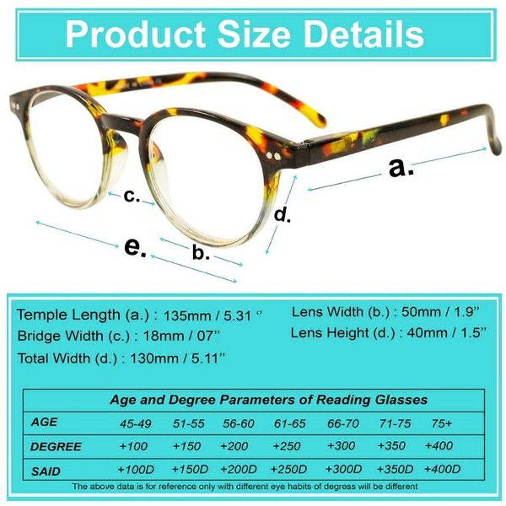 Blue Light Blocking Oval Reading Glasses For Men And Women Spring Hinge Round Horn Power UV400 Prot 4