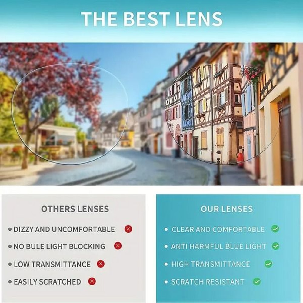 Blue Light Blocking Oval Reading Glasses For Men And Women Spring Hinge Round Horn Power UV400 Prot 5