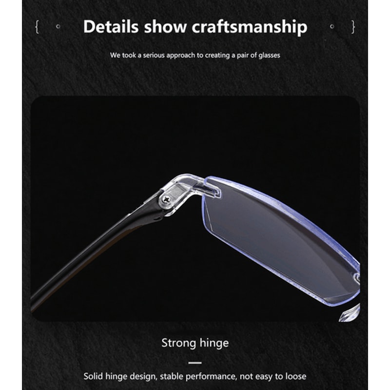 Mens Rectangular Rimless Reading Glasses Blue Light Blocking Unisex Readers UV400 Protection For Ey 7