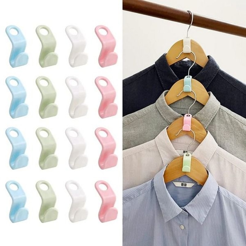 Clothes Hanger Connector Hooks Space Saving Clip Closet Hangers Organizer 9