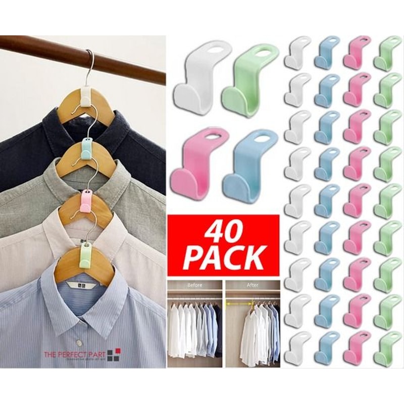 Clothes Hanger Connector Hooks Space Saving Clip Closet Hangers Organizer 15
