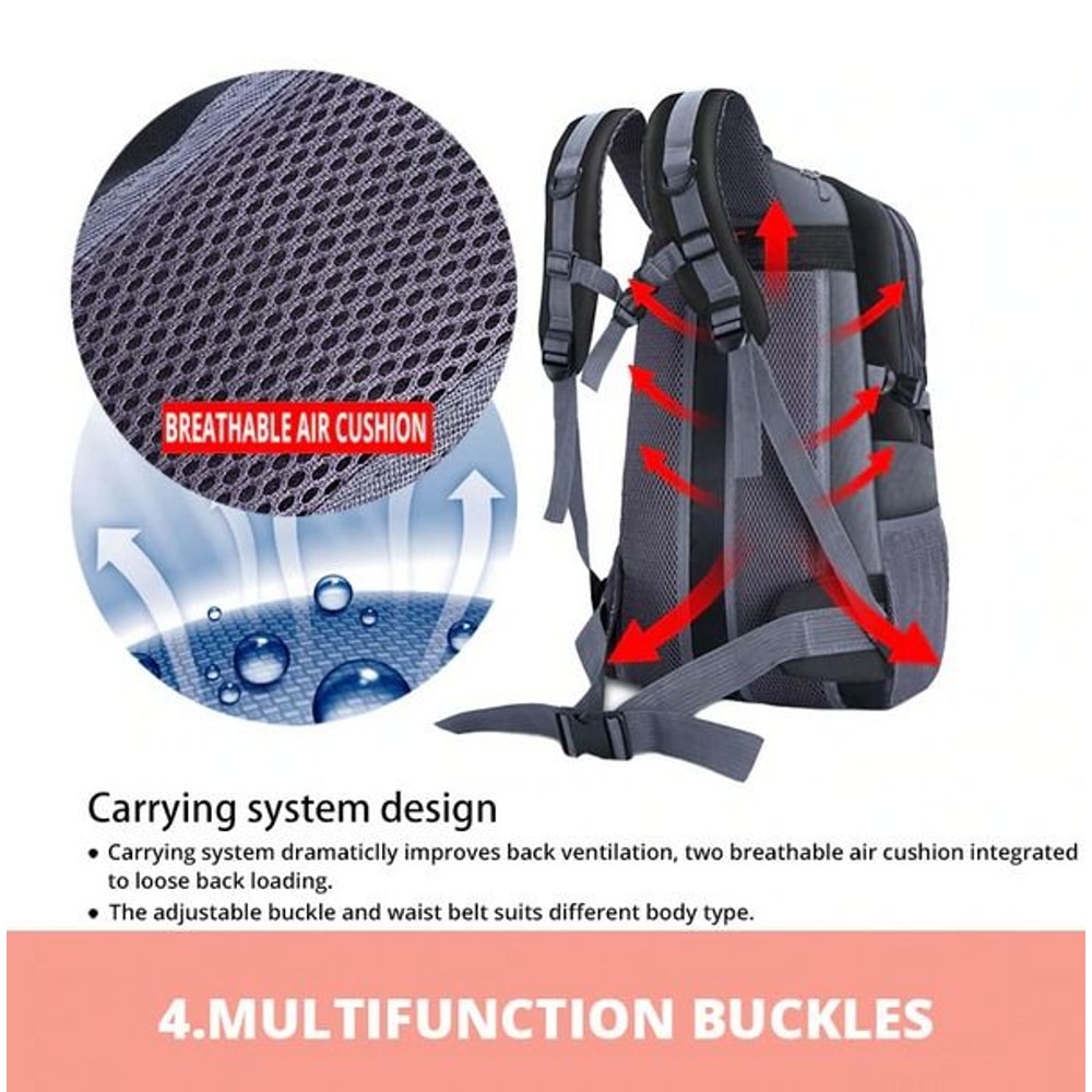 Durable Travel Backpack For Men Women Rucksack For Hiking Camping Laptop School And Book Bag 8
