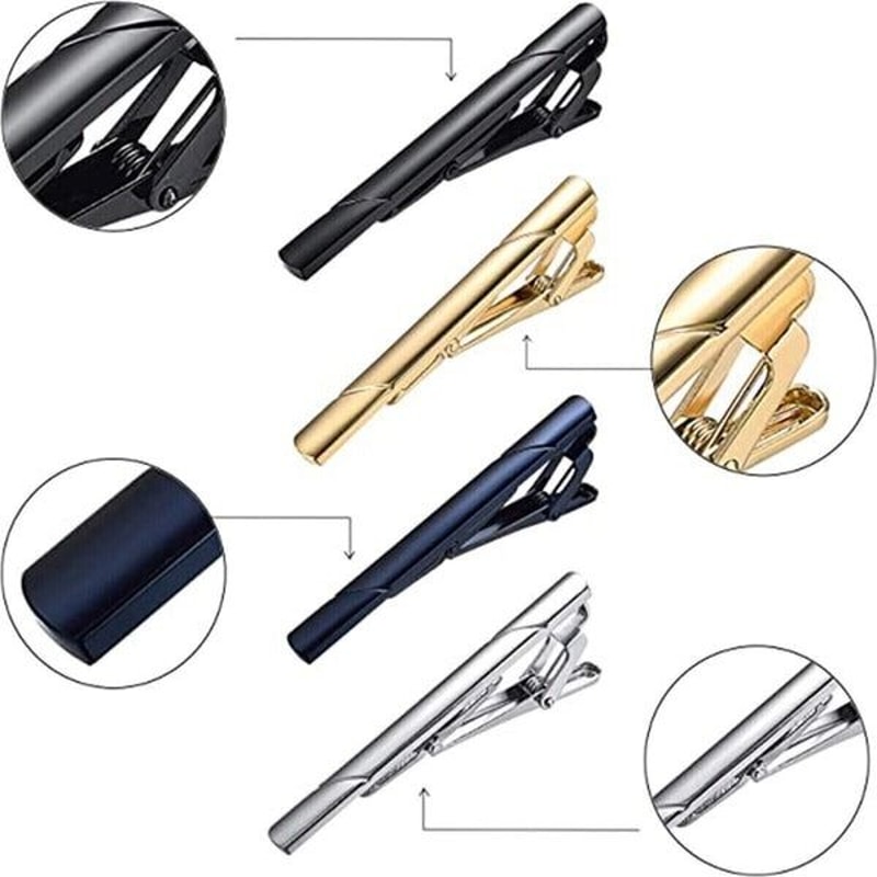 Stainless Steel Tie Clip Gold Black Silver Necktie Bar Clasp Pin For Men 2