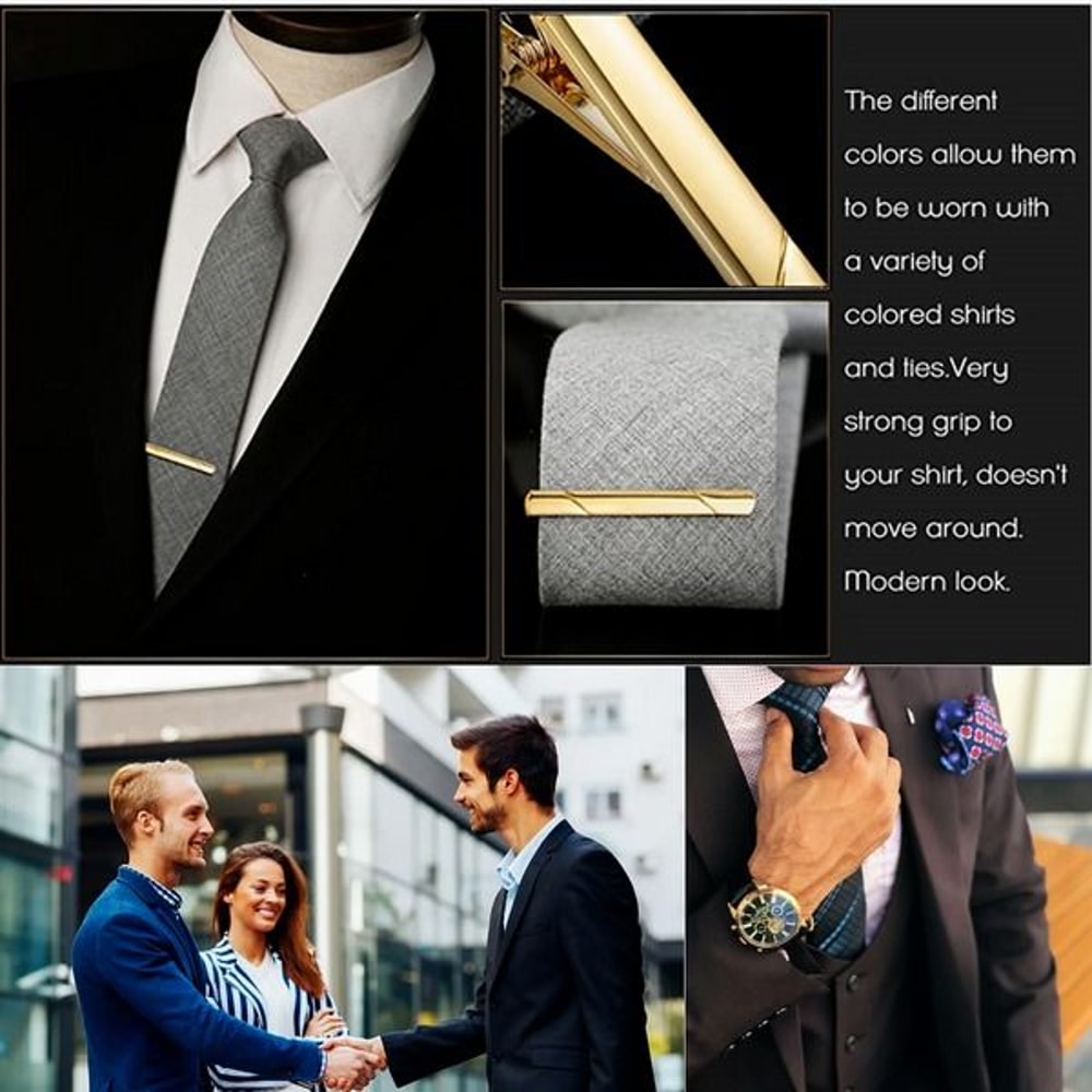 Stainless Steel Tie Clip Gold Black Silver Necktie Bar Clasp Pin For Men 3
