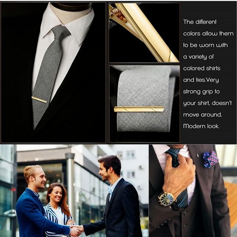 Stainless Steel Tie Clip Gold Black Silver Necktie Bar Clasp Pin For Men 3