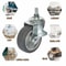 Heavy Duty Rubber Casters With Safety Brake Wheels For Wire Shelving Rack Quiet Degree Swivel Smoot