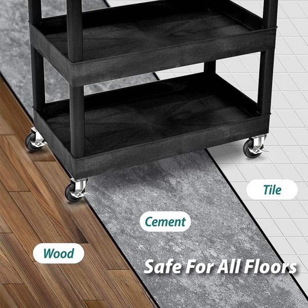 Heavy Duty Rubber Casters With Safety Brake Wheels For Wire Shelving Rack Quiet Degree Swivel Smoot