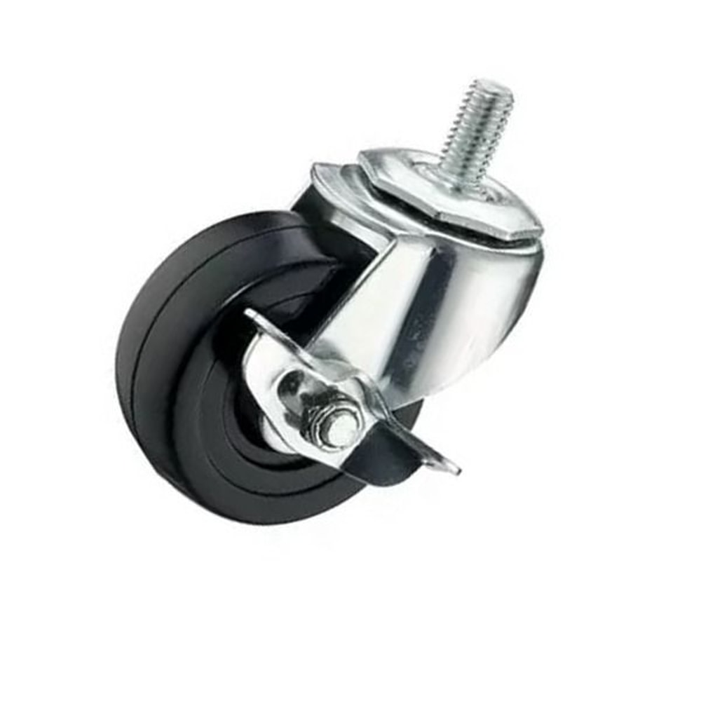 Heavy Duty Rubber Casters With Safety Brake Wheels For Wire Shelving Rack Quiet Degree Swivel Smoot