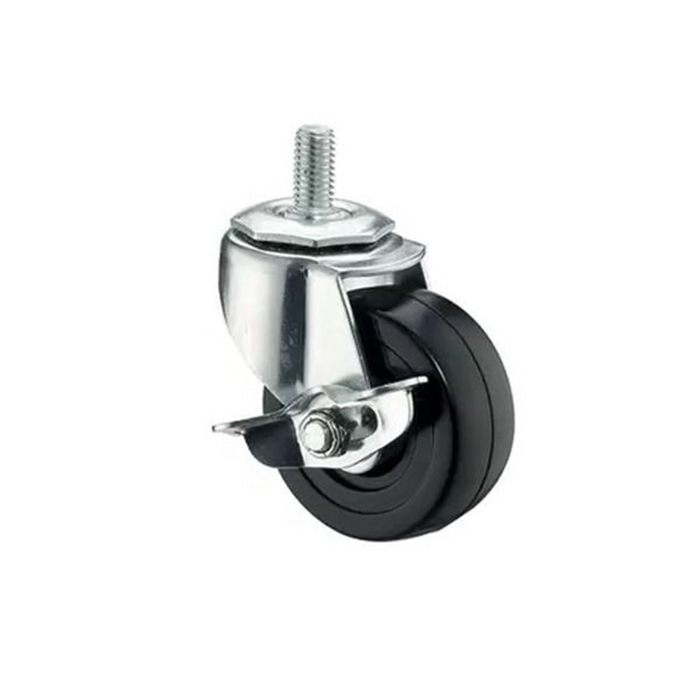Heavy Duty Rubber Casters With Safety Brake Wheels For Wire Shelving Rack Quiet Degree Swivel Smoot