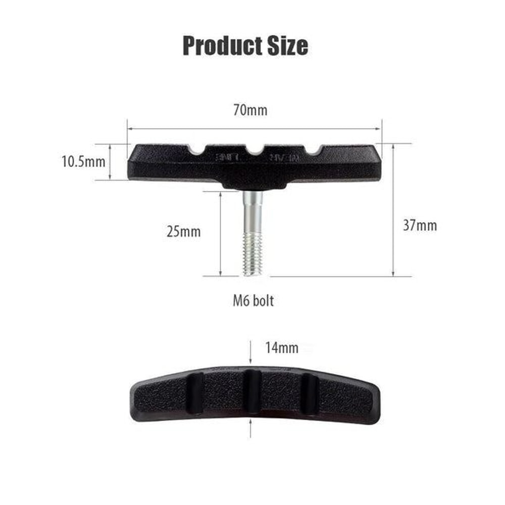 HighGrade Black Bicycle Brake Shoes LongLasting WearResistant For Mountain Road Bikes 9