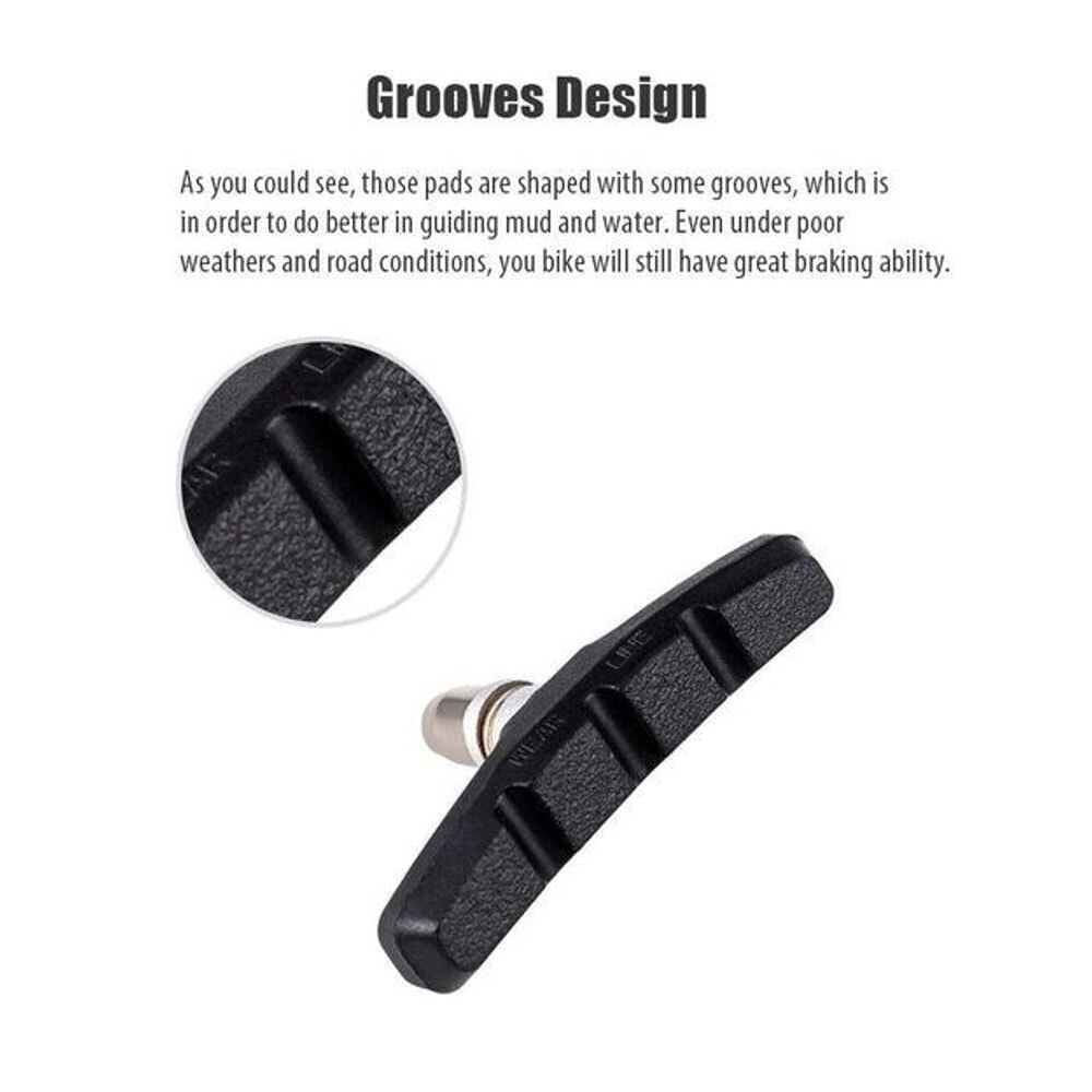 HighGrade Black Bicycle Brake Shoes LongLasting WearResistant For Mountain Road Bikes 10
