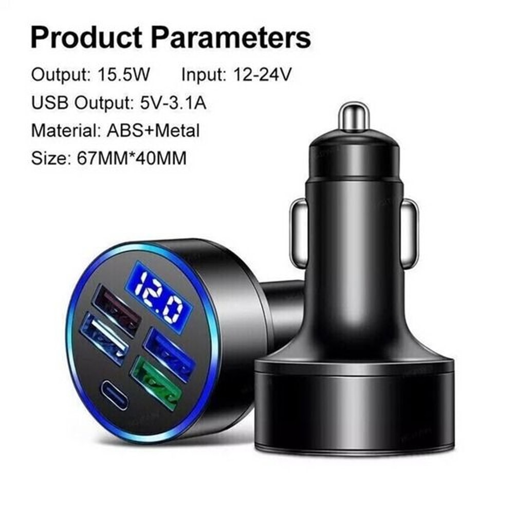 5Port USB Super Fast Car Charger Adapter Quick Charging MultiDevice Car Charging Station 10