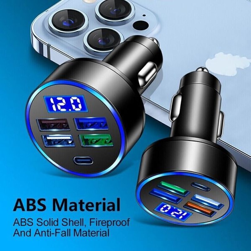 5Port USB Super Fast Car Charger Adapter Quick Charging MultiDevice Car Charging Station 6