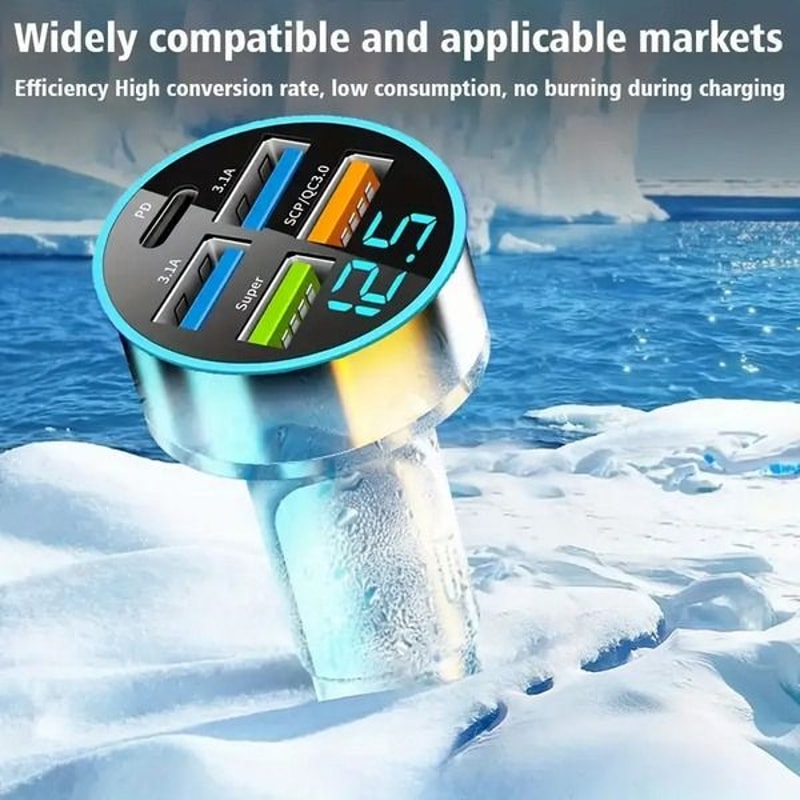 5Port USB Super Fast Car Charger Adapter Quick Charging MultiDevice Car Charging Station 14
