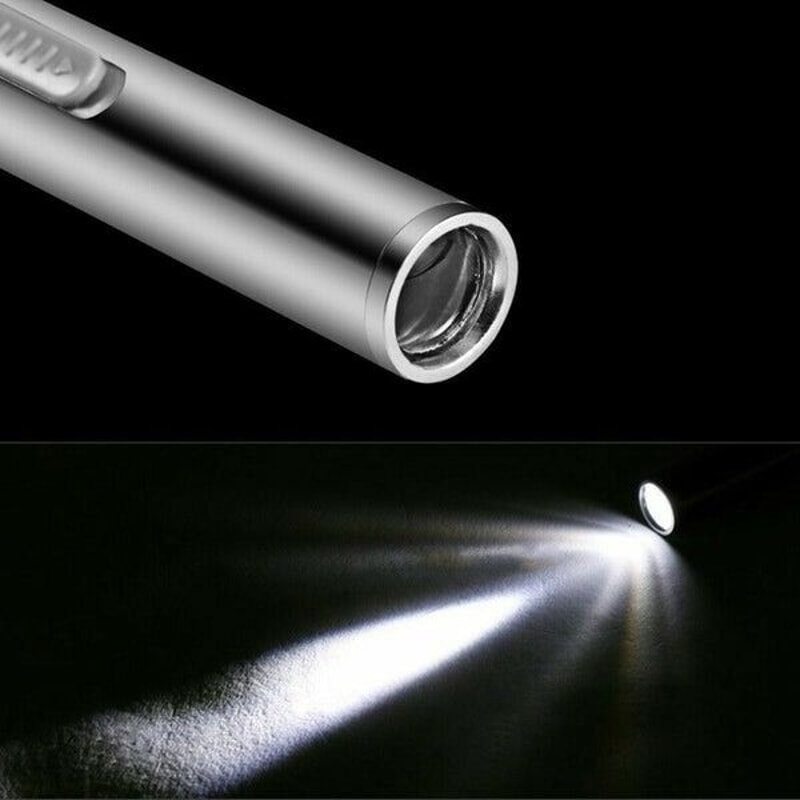Stainless Steel Torch 5 LED USB Rechargeable Mini Tactical Flashlight Waterproof Portable Pen Light 4