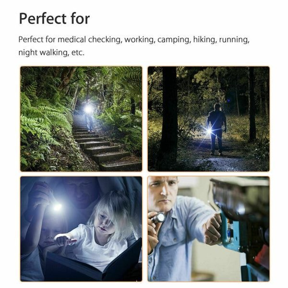 Stainless Steel Torch 5 LED USB Rechargeable Mini Tactical Flashlight Waterproof Portable Pen Light 6