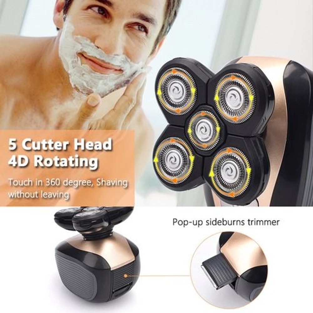 Rotary Electric Shaver Rechargeable Trimmer Razor For Bald Head Hair Beard And Face 15