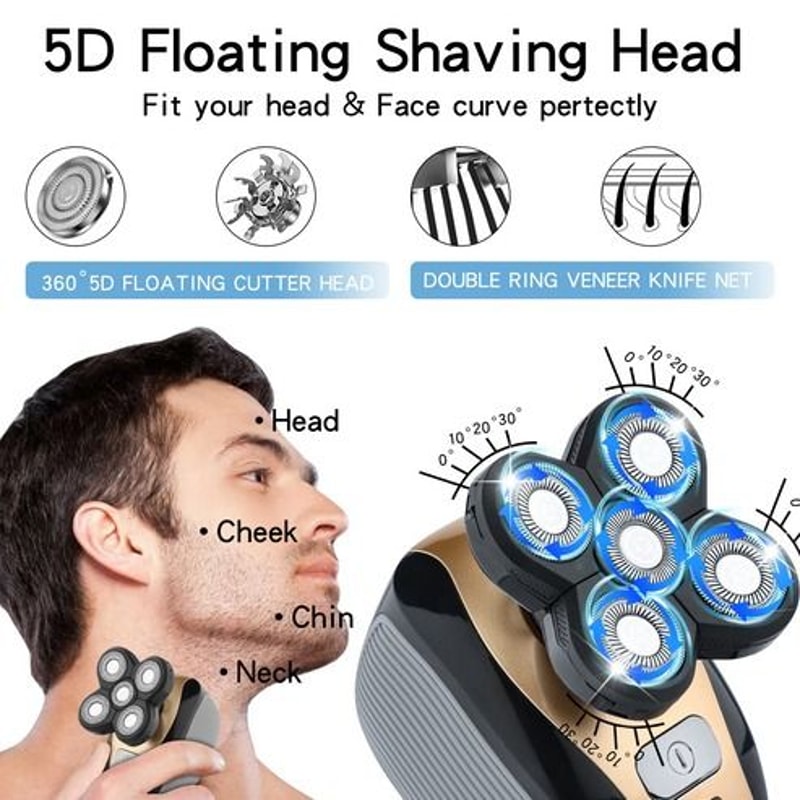 Rotary Electric Shaver Rechargeable Trimmer Razor For Bald Head Hair Beard And Face 4