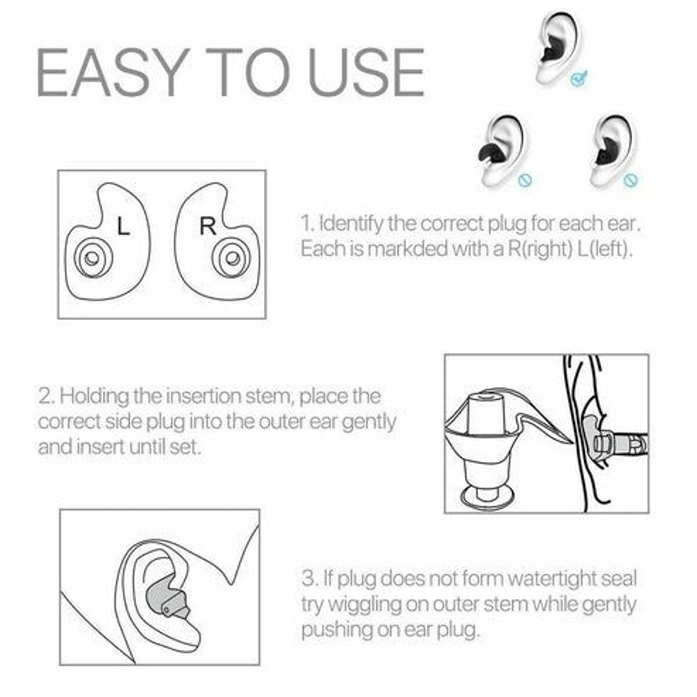 Reusable Soft Silicone Ear Plugs For Sleeping Swimming AntiSnore Noise Cancelling 8