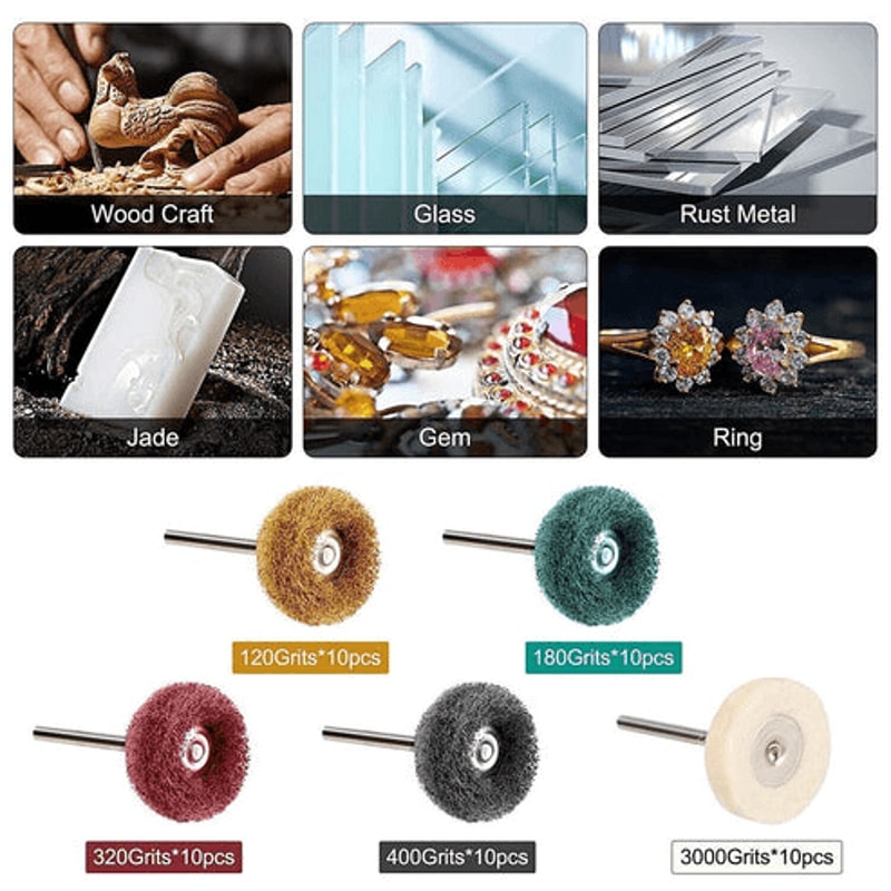 Metal Polishing Buffing Wheel Kit Rotary Tool Accessories Set For Dremel Durable Aluminum Oxide Buf 8