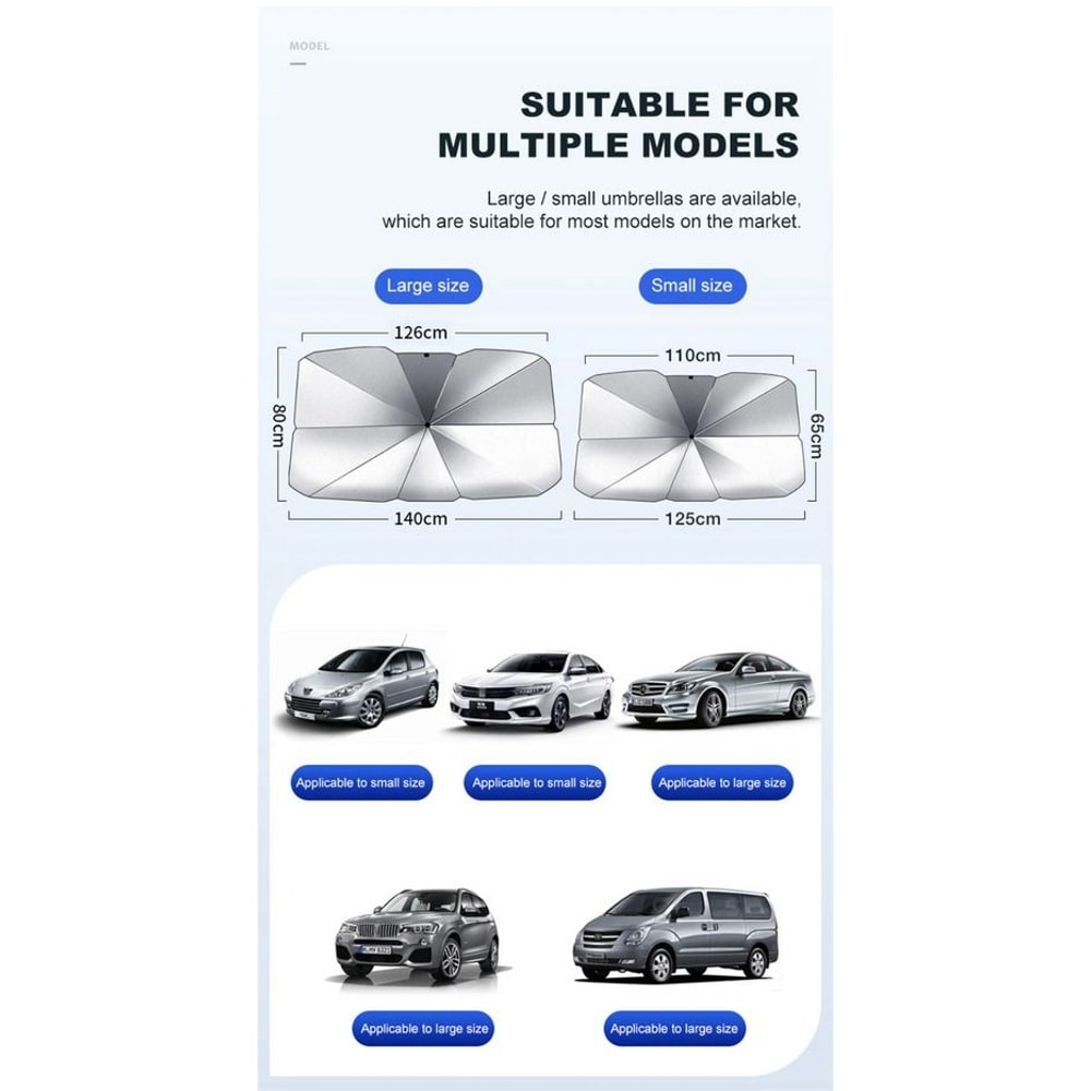Car Sun Shade Umbrella Foldable Front Window Cover UV Blocker For Windshield Heat Protection Visor 3