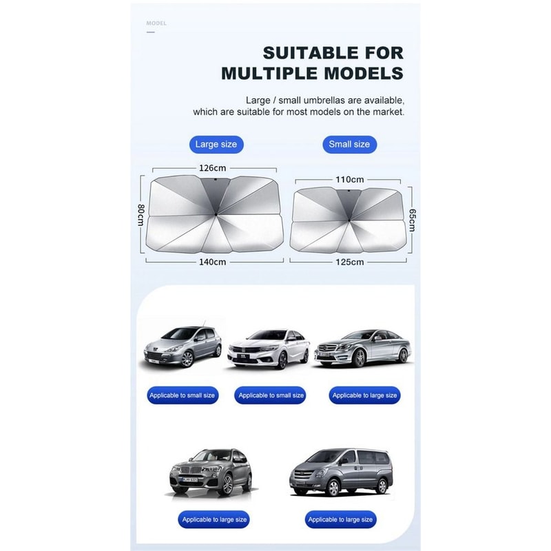 Car Sun Shade Umbrella Foldable Front Window Cover UV Blocker For Windshield Heat Protection Visor 3