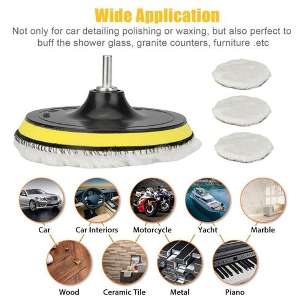 Buffing Polishing Wool Pad Kit Car Polisher Drill Adapter Drill Attachment For Auto Detailing 1