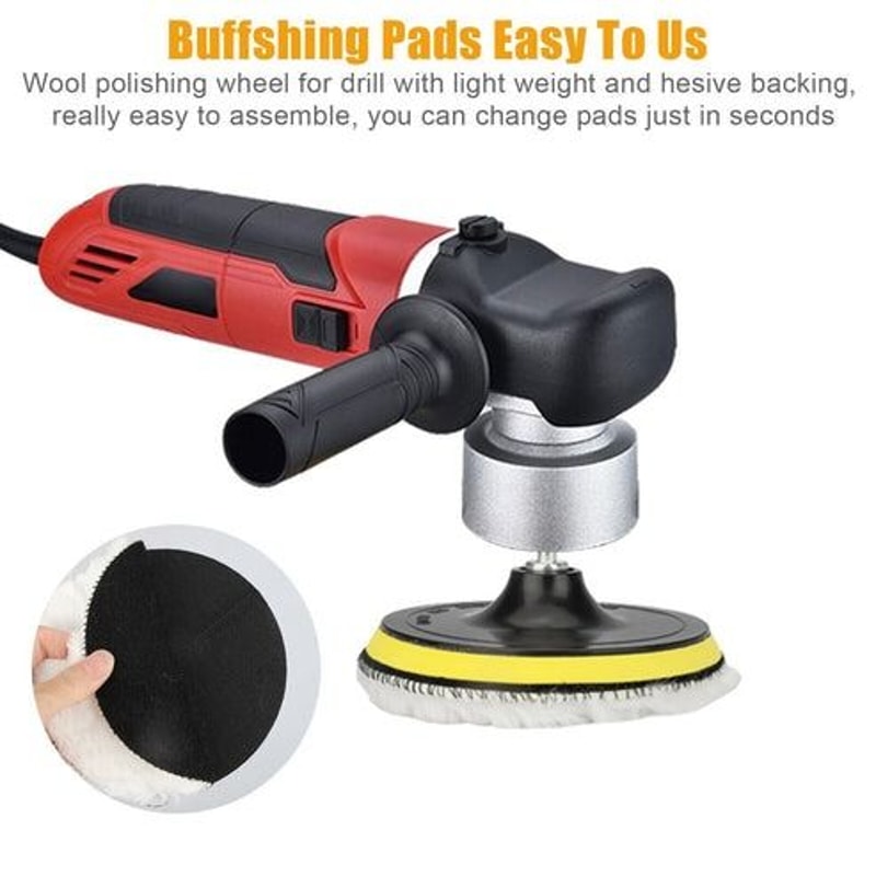 Buffing Polishing Wool Pad Kit Car Polisher Drill Adapter Drill Attachment For Auto Detailing 7
