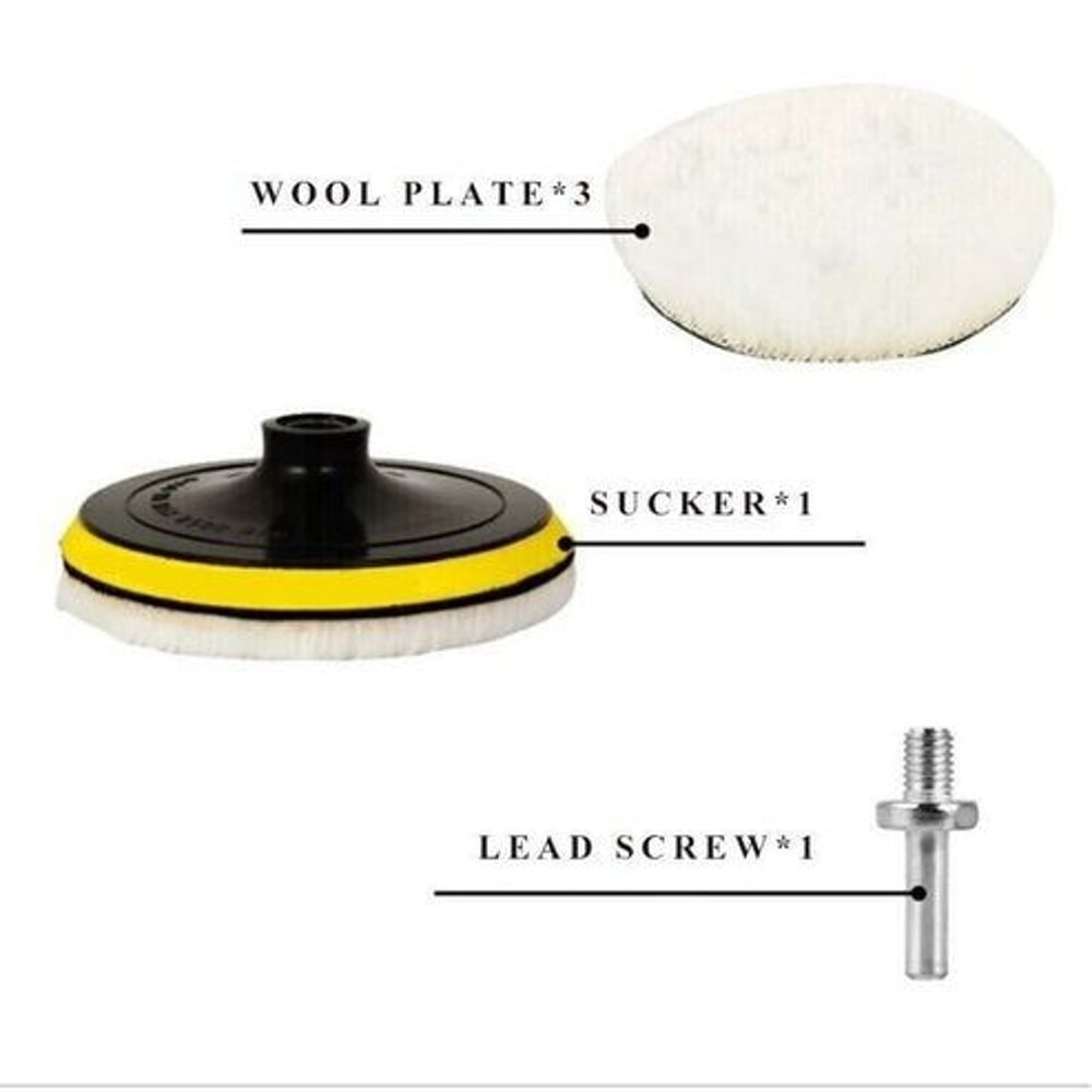Buffing Polishing Wool Pad Kit Car Polisher Drill Adapter Drill Attachment For Auto Detailing 2