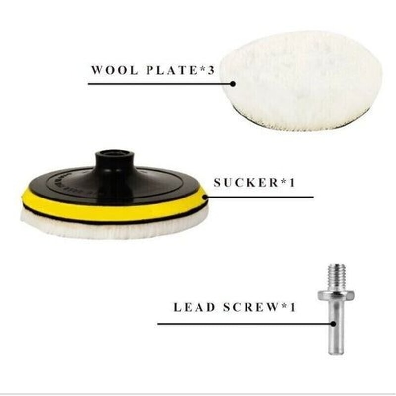 Buffing Polishing Wool Pad Kit Car Polisher Drill Adapter Drill Attachment For Auto Detailing 2