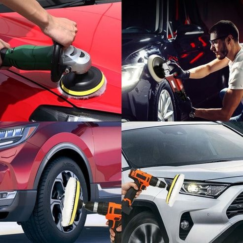 Buffing Polishing Wool Pad Kit Car Polisher Drill Adapter Drill Attachment For Auto Detailing 10