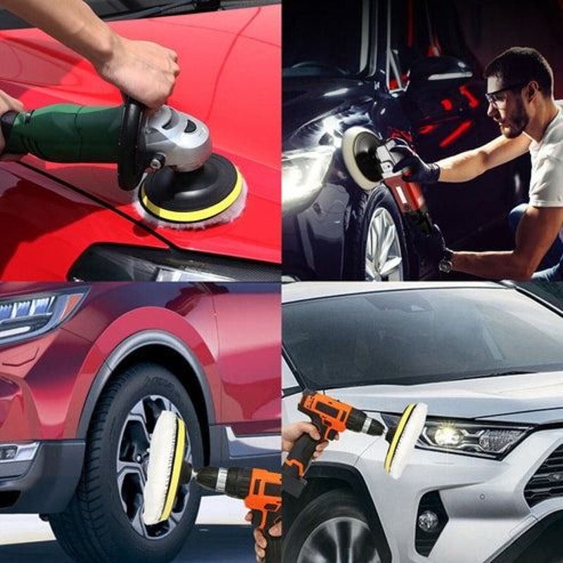Buffing Polishing Wool Pad Kit Car Polisher Drill Adapter Drill Attachment For Auto Detailing 10