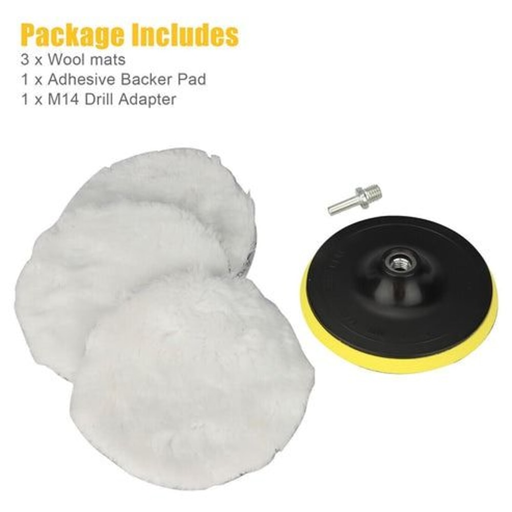 Buffing Polishing Wool Pad Kit Car Polisher Drill Adapter Drill Attachment For Auto Detailing 6