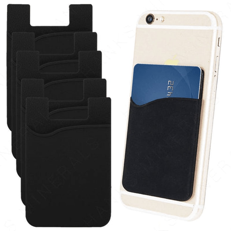 Silicone Adhesive Credit Card Holder Black Cell Phone Wallet Pocket Sticker Fits Credit Cards Durab 0